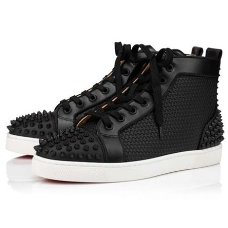 Christian Louboutin High-top Lou Spikes 2 Black/black Mat Gomme