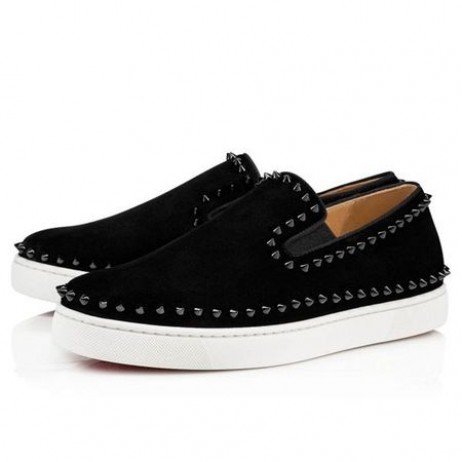 Christian Louboutin Low-top Pik Boat Black/black Veau Velours Sneaker