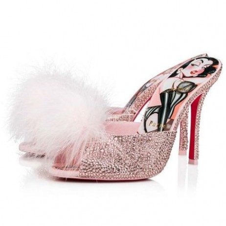 Christian Louboutin Mules Pin Up Strass 100 mm Poupee/vint Rose/lin Poupee-mu Suede