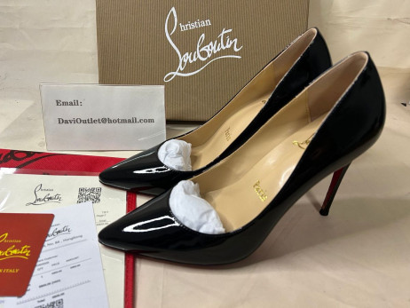 Christian Louboutin Pumps Pigalle Follies Strass 100mm Black Patent Leather