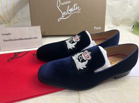 Christian Louboutin Crest On The Nile Loafers Veau Velours Blue Christian Louboutin Shoes