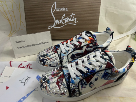 Christian Louboutin Men's Louis Junior Spikes Multi/black Calf