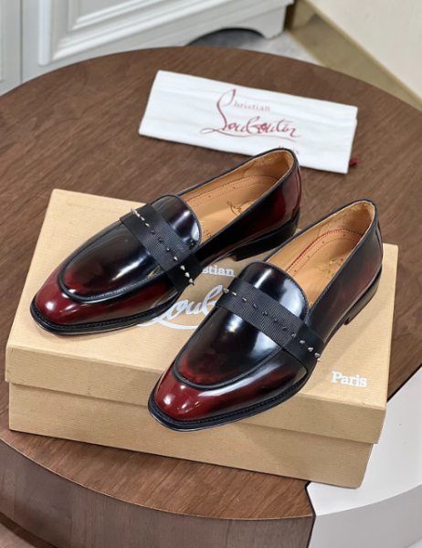 Christian Louboutin Nit Night Loafers Patent Calf Leather Black Brown