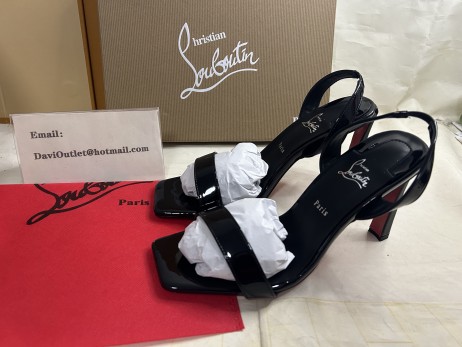 Christian Louboutin O Condora 100Mm Strappy Sandals Patent Leather Black