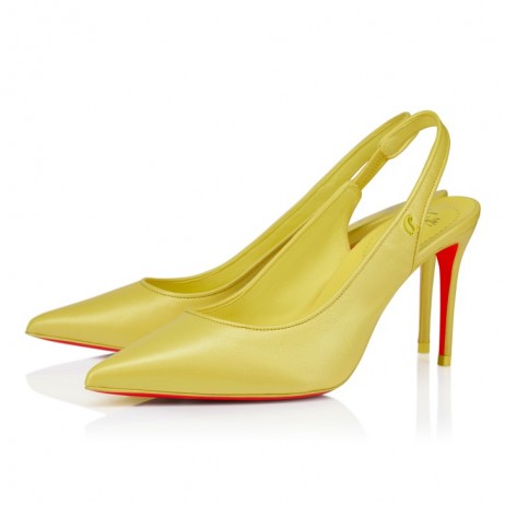 Christian Louboutin Sporty Kate Sling 85 Mm Slingback Pumps Iridescent Nappa Leather Citronnade