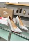 Christian Louboutin Kate 105mm Pumps Sequin Fabric Silver CL Shoes