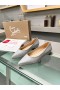Christian Louboutin Kate Ballerina Flats Glitter Calf Leather Silver