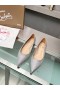 Christian Louboutin Kate Ballerina Flats Glitter Calf Leather Silver