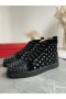Christian Louboutin Louis Orlato Spikes High-top Sneakers Suede Black Silver