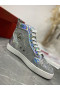 Christian Louboutin Louis Strass High-top Sneakers Iridescent Leather and Strass Silver