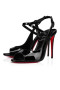 Christian Louboutin 100 mm Black/lin Black Patent Leather Sandal