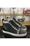Christian Louboutin Lou Spikes Oralto High-top Sneakers Nubuck And Leather Black