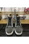 Christian Louboutin Lou Spikes Oralto High-top Sneakers Nubuck And Leather Black