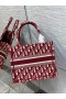 Dior Book Tote Red Dior Oblique Embroidery