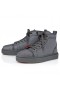 Christian Louboutin Adolon High-Top Sneakers Linen And Calf Leather Smoky CL Shoes
