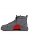 Christian Louboutin Adolon High-Top Sneakers Linen And Calf Leather Smoky CL Shoes