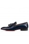 Christian Louboutin Dandelion Tassel Loafers Patinated Calf Leather Marine Blue