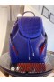 Christian Louboutin Explorafunk Backpack Calf Leather Spikes Dark Blue