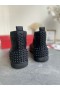 Christian Louboutin Lou Spikes 2 High Top Sneakers Calf Leather Monogram-jacquard Black