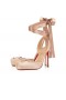 Christian Louboutin Cassia Lace Up 100Mm Strappy Pumps Crepe Satin Blush