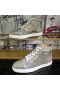 Christian Louboutin Louis Strass High-Top Sneakers Suede and Glitter Leather Silver