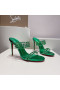 Christian Louboutin Spike Only 105mm PVC and Iridescent Leather Sandals Green CL Shoes