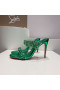 Christian Louboutin Spike Only 105mm PVC and Iridescent Leather Sandals Green CL Shoes