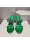 Christian Louboutin Spike Only 105mm PVC and Iridescent Leather Sandals Green CL Shoes