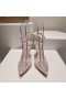 Christian Louboutin Spikoo 100mm Pumps PVC And Leather Pink CL Shoes