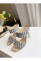 Jimmy Choo 100mm Sandals Stripes Stripes White