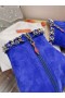 Christian Louboutin Chain Booty Ankle Boots 100mm Velvet Blue Christian Louboutin Shoes