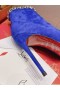 Christian Louboutin Chain Booty Ankle Boots 100mm Velvet Blue Christian Louboutin Shoes