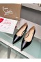 Christian Louboutin Kate Ballerina Flats Patent Leather Black CL Shoes