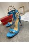 Christian Louboutin Loubi Queen Sandals 100 mm Patent Leather Blue