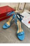 Christian Louboutin Loubi Queen Sandals 100 mm Patent Leather Blue