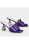 Roger Vivier Cube Strass Heel Mules Violet Satin