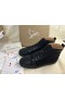 Christian Louboutin High-top Lou Spikes Orlato Flat Black/black Gun Calf