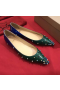 Christian Louboutin Degraspike Flats Spikes Patent Kid Leather Blue Green