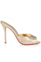 Christian Louboutin Me Dolly Moucharastrass 100mm Mules Glossy Leathers And Strass Gold