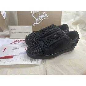 Christian Louboutin Seavaste 2 Sneakers Calf Leather Jacquard And Spikes Black