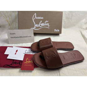 Christian Louboutin CL Mule Calf Leather Brown Christian Louboutin Shoes