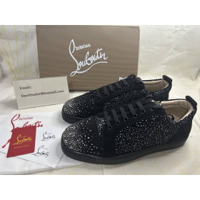 Christian Louboutin Low-top Louis Junior Black/silver Velvet Sneaker