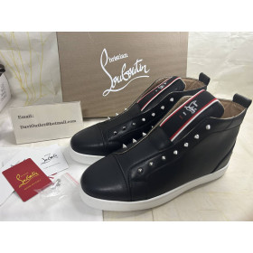 Christian Louboutin Fique A Vontade High-top Sneaker Calfskin Black CL Shoes