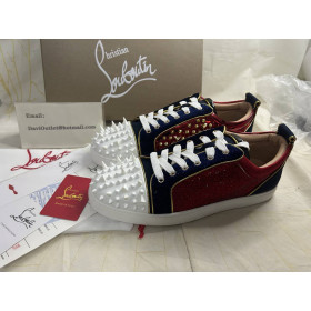 Christian Louboutin Louis Spikes Sneakers Suede And Leather Strass Multicolor