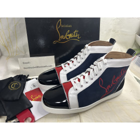 Christian Louboutin Louis High-top Sneakers Suede and Leather Multicolor