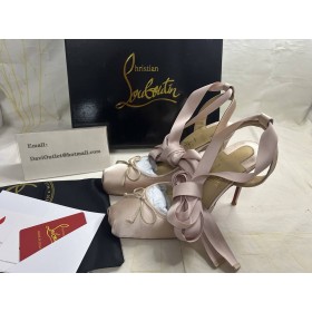 Christian Louboutin Cassia Lace Up 100Mm Strappy Pumps Crepe Satin Blush