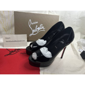 Christian Louboutin Black Patent Fetish Peep 150mm Pumps CL Shoes