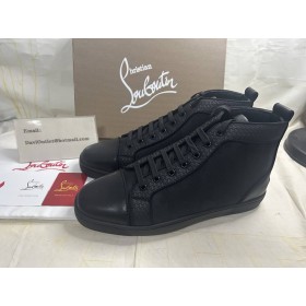 Christian Louboutin Louis Sneakers Calf Leather And Jacquard Black