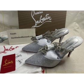 Christian Louboutin Astrid Lace Strassita 85 Mm Strappy Pumps Metallic Suede And Strass Crystal