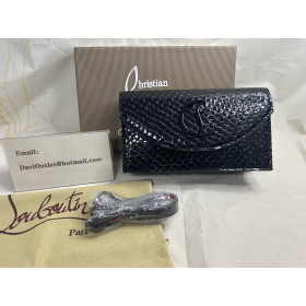 Christian Louboutin Loubi54 Crossbody Clutch Bag Patent Embossed Python Black